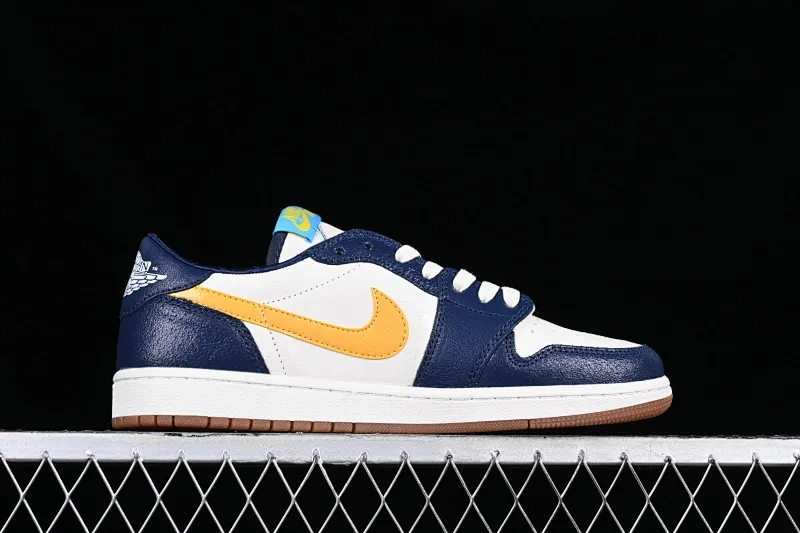 All categories Air Jordan Jordan series basketball shoes Air Jordan 1 Low Air Jordan 1 Low OG AJ1 Joe 1 white blue and yellow hook burst pattern low-top cultural casual sneakers CZ0790-407